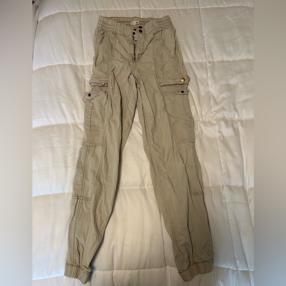 Garage Tan Track Pants with Straight Leg and Lightweight Material